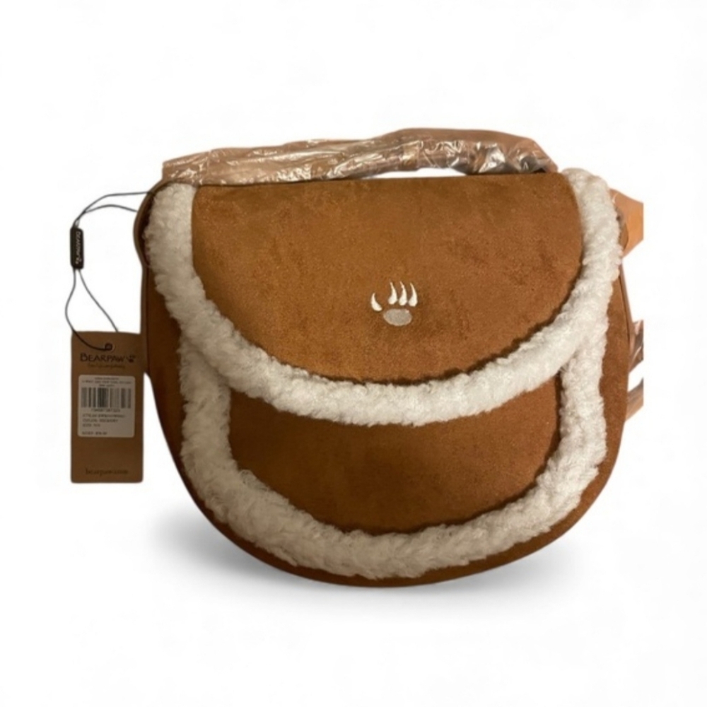 NWT BearPaw Tan and Cream Crossbody Bag